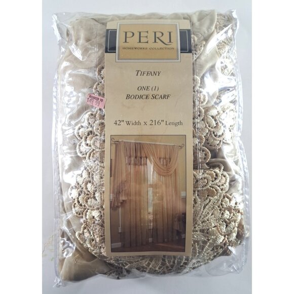 Peri Homeworks Curtain Swag Bodice Scarf Tiffany Beige 42x216 Extra Long Elegant - Picture 2 of 7